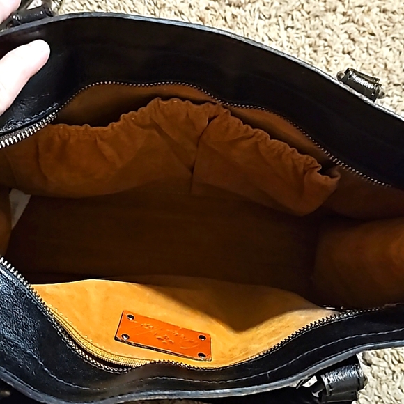 Patricia Nash Black Silver Rose Tooling Cassini Floral Embossed Tote Shoulder Ba - Picture 7 of 8